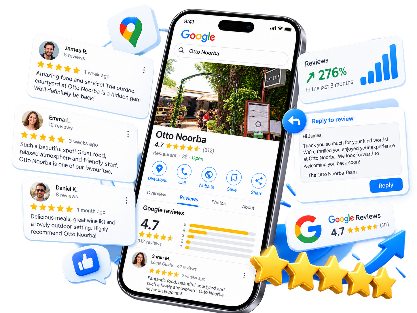 Google Reviews management dashboard for Otto Noorba
